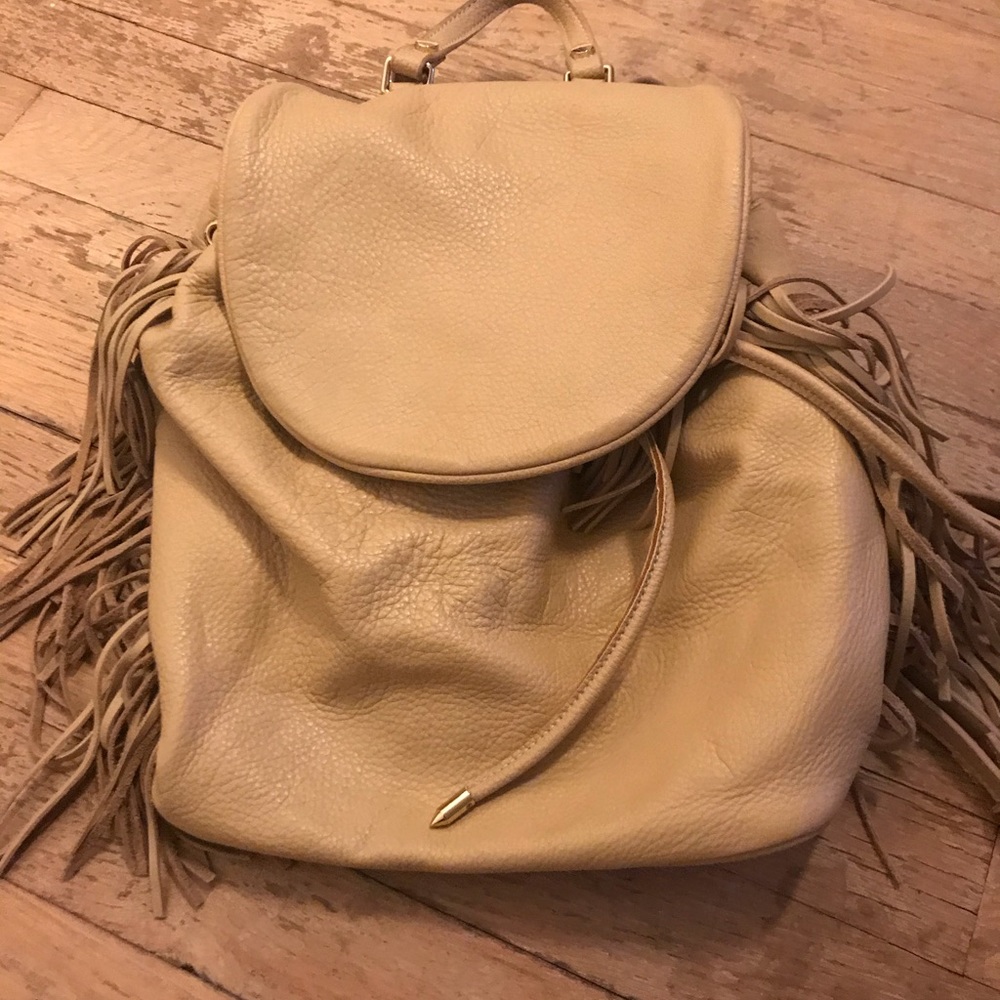 Leather fringe backpack